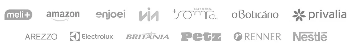 Clientes da Jadlog: Meli+, Amazon, Enjoei, Via, +Soma, O Boticário, Privalia, Arezzo, Electrolux, Britânia, Petz, Renner, Nestlé
